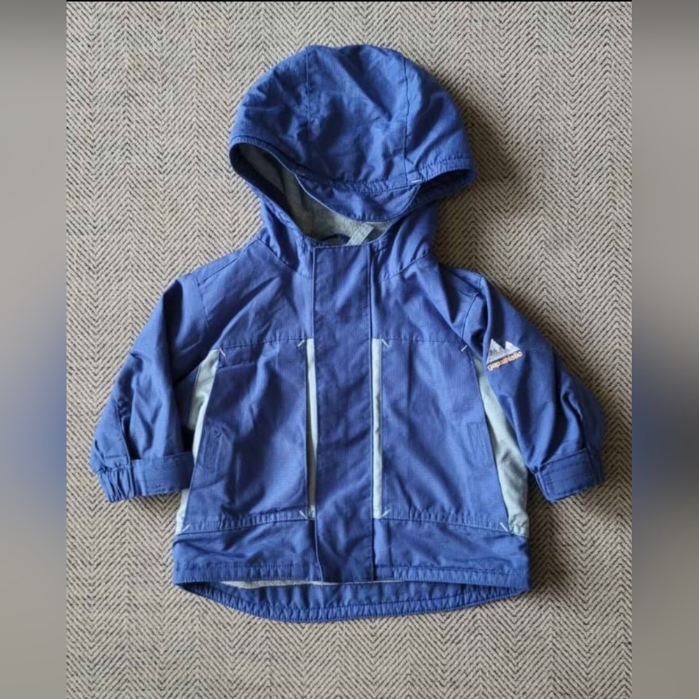 3-6m GAP Baby Blue Hooded Winter Coat with Gray Fleece Lining